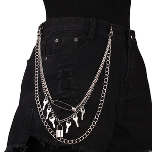 yueli Multi Layered Waist Chain Punk Style Metal Key Pendant Lock Shape Unisex Fashion Body Chain Zinc Alloy Daily Wear - Product Image 2
