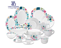 Service de table de mariage, vaisselle de luxe, service de table avec assiettes à salade, vaisselle en verre opale, 58 pièces, 72 pièces, vente en gros