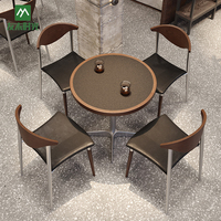 Ensemble table et chaises de bistrot rétro industriel, bois et métal durables, mobilier de restaurant pour bar et café