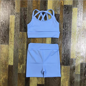 Conjuntos de Yoga Populares 2025 al por Mayor, Brasier y Pantalones Cortos para Niñas, Ropa Deportiva Activa, Conjunto de Yoga para Niñas - Product Image 3
