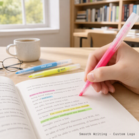 Palette de 6 surligneurs pastel fluorescents vibrants, très demandés, BKS LY7332, en plastique, rotatifs, personnalisables, professionnels, pour l'école