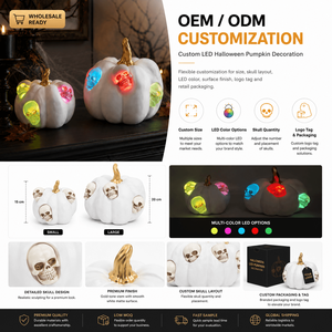 Décoration de table lumineuse en résine LED, motif citrouille et crâne, <span class=keywords><strong>pour</strong></span> <span class=keywords><strong>Halloween</strong></span>, vente en gros OEM ODM - Product Image 3