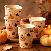 Gobelet en papier jetable pour boissons froides, personnalisé avec logo, pour fête d'Halloween, gobelet en papier commercial pour café
