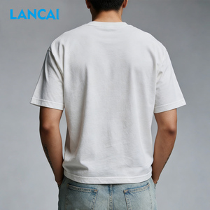 Camisetas Lisas Extra Grandes al por Mayor Lancai, Camisetas de Lujo con Hombros Caídos, 100% Algodón, 210 g/m², Camisetas Holgadas para Hombre - Product Image 4