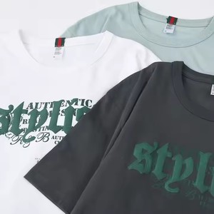 Logo imprimé bouffant 305 GSM coton Vintage lavé T-Shirt personnalisé 2025 printemps été en détresse ourlet roulé rétro Streetwear t-shirts - Product Image 1