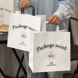 Bolsas de Papel para Envasado de Alimentos Personalizadas, Bolsas de Papel para Compras con Asas para Comida Rápida, Pan, Galletas, Pasteles y Postres - Product Image 3
