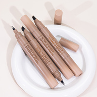 Crayon à sourcils double tête OEM ODM Nude Barrel, pointe fine et pinceau, cosmétiques imperméables, fournisseur en gros