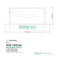 Boîtier en aluminium extrudé divisé 147*55mm, léger, profilé en deux parties, pour systèmes IoT et embarqués