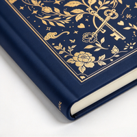 Carnet de notes personnalisé bleu marine à couverture rigide avec gaufrage à chaud doré, journal intime, cadeau avec bande élastique