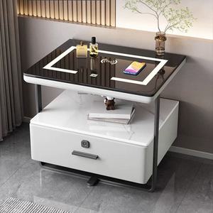 Table de chevet Zxm avec éclairage LED tactile, double chargeur USB intelligent sans fil, haut-parleur intégré et serrure à empreinte digitale - Product Image 1