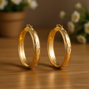 Orecchini a Cerchio Placcati Oro Afrodite con Motivo a Stella, Gioielli Classici da Donna in Lega di Zinco E4477 - Product Image 2