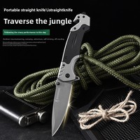 Couteau de poche pliant tactique de chasse en acier inoxydable 4Cr, lame droite à pointe tombante, poignée en acier, pour camping en extérieur - En stock