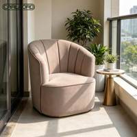 Fauteuil d'appoint rond pivotant CARLFORD en velours style nordique moderne, capitonné Sherpa, pour salon, chambre et salle à manger d'appartement