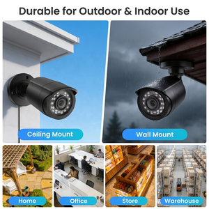 Sistema de Seguridad CCTV Híbrido de 8 Canales y 1080P, 4 Cámaras Exteriores Tipo Bala, 4 Cámaras Interiores Tipo Domo, Sistema de Monitoreo de Seguridad Resistente a la Intemperie IP66 - Product Image 4