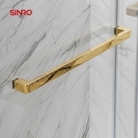 Porte de douche coulissante double moderne en acier inoxydable 304 doré poli avec cadre en verre trempé pour projet hôtelier