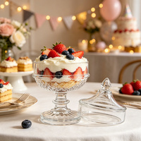 Glazen snoepvaas met deksel, met reliëf en diamantgeslepen voet, dessertkom voor snoep, gedroogd fruit, sieraden en snacks.