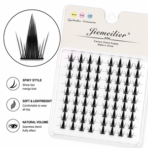 ขนตาปลอมแบบเส้นต่อเส้นสไตล์ไทย รุ่น A Shape Spiky <span class=keywords><strong>Manga</strong></span> Lashes  แบบเป็นช่อ  ขนตาฟูฟ่อง  สำหรับต่อขนตาด้วยตัวเอง  ขนตาสังเคราะห์  แบบงอน D  สามารถปรับแต่งได้ - Product Image 1