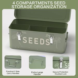 Metal Seed Storage Organizer Kit 30 Bottles 4-Compartment Locking Box <strong>Bohemian</strong> Design Durable 20-35L Capacity - Product Image 2