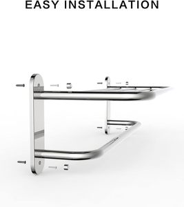 <span class=keywords><strong>24</strong></span> inch phòng tắm khăn Rack khăn thanh khăn Kệ Chrome thép không gỉ và hợp kim kẽm treo tường cho nhà vệ sinh và khách sạn - Product Image 2