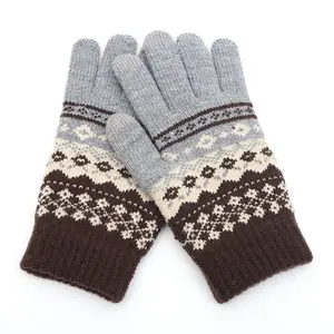 Custom Wholesale Acrylic Jacquard Unisex Touch Screen Thermal Winter Gloves