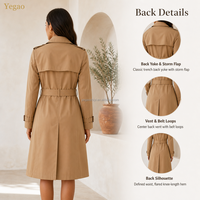 Robe Trench-Coat Femme Yegao Double Boutonnage Ceinturée Mi-Longue Manches Longues Élégante pour Bureau et Carrière OEM ODM Sur Mesure