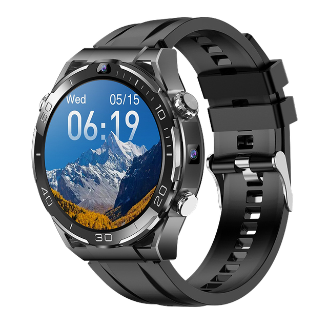 Free Shipping 4G LTE Unisex Smart Watch 1.39" AMOLED Screen Android Dual Camera WIFI GPS IP67 Waterproof Rubber Wireless Charger
