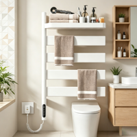 Porte-serviettes électrique intelligent WiFi 125W |   Contrôle par application et vocal, 4 barres 180 °   Chauffe-mur rotatif en acier inoxydable, étanche IPX4