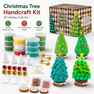 Kit de modelage en argile auto-durcissante pour sapin de Noël, 12 couleurs, sculpture de cônes en mousse DIY, artisanat de Noël, ensemble cadeau OEM pour enfants - Product Image 1