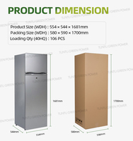 Réfrigérateur domestique à énergie solaire 24V 260L DC à congélateur supérieur, fiable et économe en énergie, idéal pour les maisons hors réseau