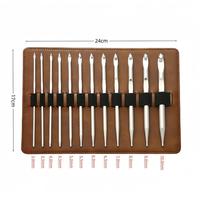 Juego de Agujas de Tejer Circulares Intercambiables Tunisinas, 12 Pares, de Aluminio Blanco, con Bolsa de Almacenamiento para Hilos, para Tejer Suéteres y Manualidades