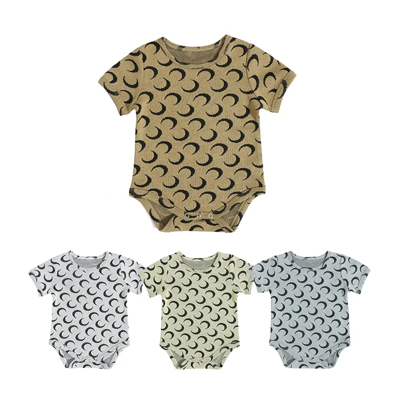 New summer design baby jumpsuit Jacquard newborn romper Polyester moon children's clothing