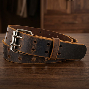 Cinturón de Cuero de Estilo Vintage para Uso Diario Masculino, con Hebilla de Pin, Personalizable, Hecho a Mano, Ecológico, Impermeable, Resistente, con Cinturones de Acero - Product Image 1