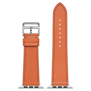 Horlogebanden Echt Leer Swift Franse Koeienhuid Vervanging Voor Apple Horloges Algemene Horloges Logo Stijl Custom