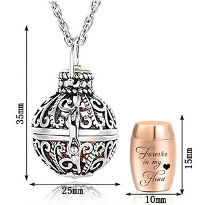 Sıcak satış çevre dostu paslanmaz çelik Urn Vintage yeni kolye yuvarlak Hollow külleri kolye sonsuza kalbimde kavanoz köpekler için - Product Image 2
