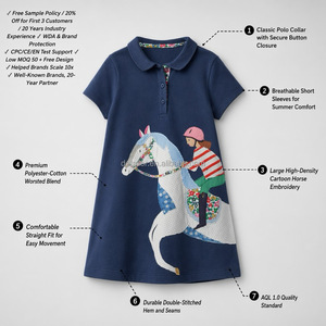 Abiti Casual Estivi per <span class=keywords><strong>Ragazze</strong></span> con Stampa Cartoon, Bottoni, Maniche Corte, Lunghezza al Ginocchio, in Policotone Traspirante, Disponibili in Vari Colori Personalizzabili - Product Image 2