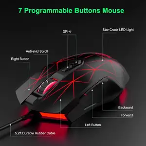 Redragon — souris de jeu AJ52, DPI, rétroéclairée RGB, pour ordinateur de bureau, DPI ajustable, avec 7 boutons programmables