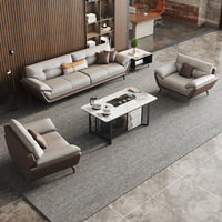 Ensemble de canapés de bureau en cuir de style italien, design haut de gamme, mobilier de bureau moderne en bois, ensemble de canapés en cuir