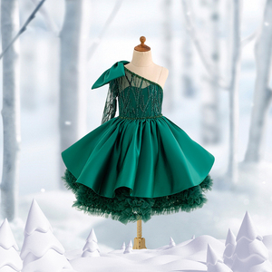 Ahbidier Abito da <span class=keywords><strong>Damigella</strong></span> Natalizio per Bambine, Vestito da Sera con Tutu, Abito da Principessa Asimmetrico per Bambine da 1 a 8 Anni - Product Image 5