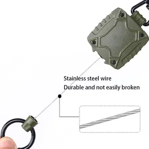 P-035 Jungle Green Plastic Durable Tactical Retractable Keychain Badge Holder With 23.5 Inch Card Keychain Lanyard