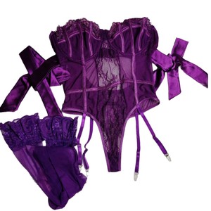 Lingerie sexy en dentelle européenne et américaine 2025, séduisante et alléchante, body multicolore avec armatures et soutien-gorge push-up - Product Image 5
