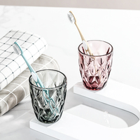 276ml Diamant-geëmbosseerd glazen tumbler voor koude dranken, multicolor vintage glazen beker voor sap, ijskoud water, fruitdranken en serveren