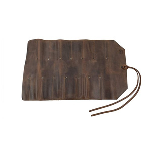 Riveted Crazy Horse Leather <b>Tool</b> <b>Bag</b>, Electrician Wrench <b>Tool</b> <b>Bag</b>, Folding <b>Roll</b> Hardware <b>Bag</b> Storage <b>Bag</b> - Product Image 2