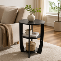 Table d'appoint moderne à 3 niveaux avec cadre en bois courbé et console de rangement multifonction pour salon, hôtel et chambre à coucher
