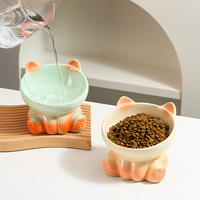 Vente en gros de bols pour animaux de compagnie en céramique écologiques et portables, en forme de chat, avec dégradé de couleurs, pour chatons et chiots, pour manger et boire à l'intérieur