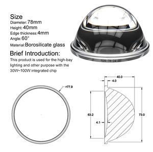 Lente led cob óptica de Vidrio antirreflectante, 78mm, para chip Led 30W 50W 100W - Product Image 5