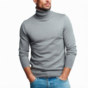 Pull en maille côtelée pour homme de haute qualité, doux au toucher, chaud, respirant, vente en gros, marque privée - Product Image 1
