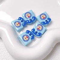 Perles décoratives en acrylique, imprimées double face, motif dessin animé, forme téléphone, trou droit, pour DIY, chaînes de téléphone portable et bijoux