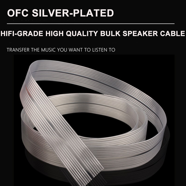 YIVO XSSH HIFI Flat Speaker Wire Flexible 14 Strands 0.5mm OFC Twin Copper Conductor High Purity Audio Speaker Cable DIY OEM ODM