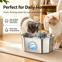Fontaine à eau pour chat en acier inoxydable 304 de 3,2 L avec fenêtre de niveau d'eau, distributeur d'eau circulante filaire pour chats et petits chiens