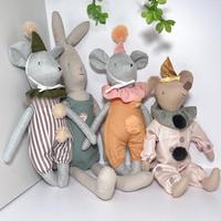 Woodfield WF036 Peluches unisexes INS Grand Lapin Petite Souris en coton doux, lin, polyester, rembourrage en PP, jouets de sommeil cousus à la main